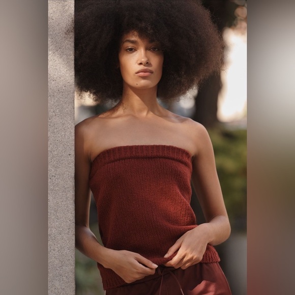 NWT! Anthropologie Crimson Red Flat White Tube Top Sweater - Small 🥨